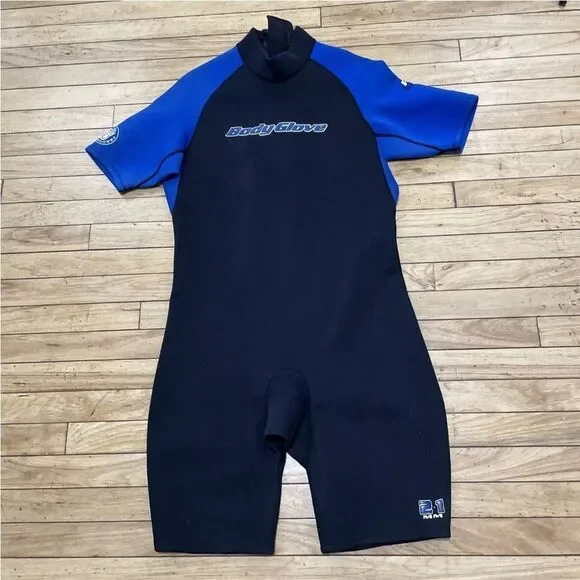 BODY GLOVE Pro Series Wetsuit Mens XXL 2.1 MM Blue Black Short Sleeve 3/4 2XL